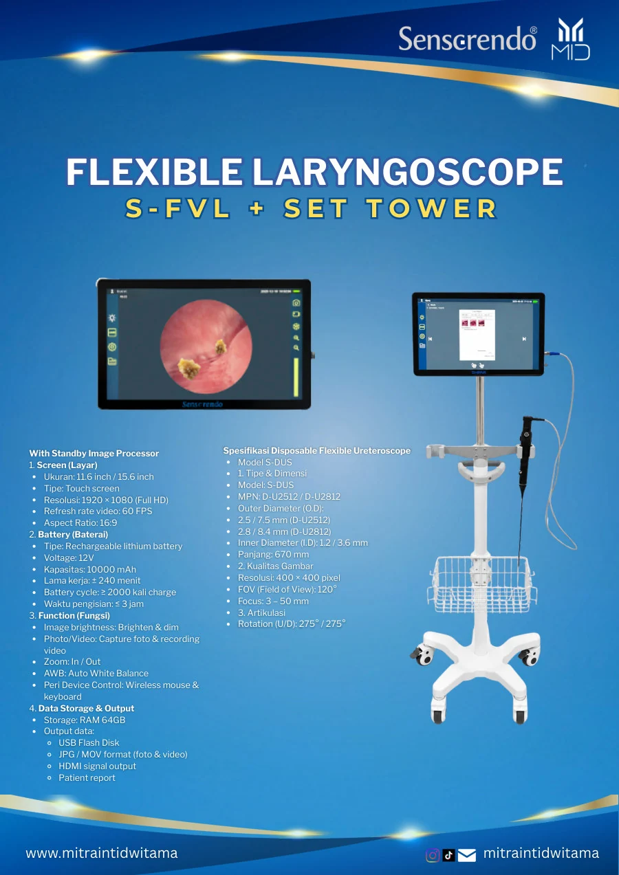 Flexible Laryngoscope S-FVL + Set Tower — Sensorendo
